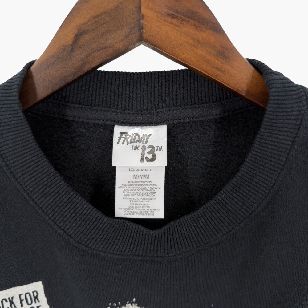 Friday the 13th Happy Camping‎ Black Crew Neck Sweater Size M Unisex - Picture 3 of 6